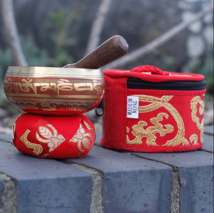 Mini Singing Bowl Gift Set - Red