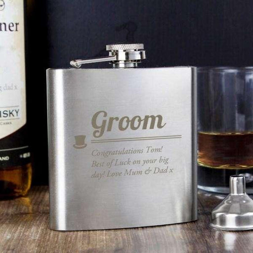 Personalised Groom Hip Flask - Myhappymoments.co.uk