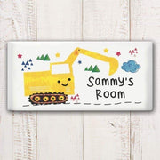Personalised Digger Door Plaque - Myhappymoments.co.uk