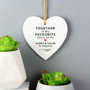 Personalised Together Is My Favorite Place Wooden Heart Decoration