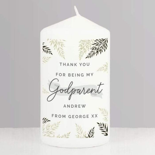 Personalised Godparent Pillar Candle - Myhappymoments.co.uk