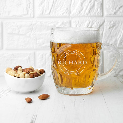 Personalised Emblem Dimpled Beer Glass