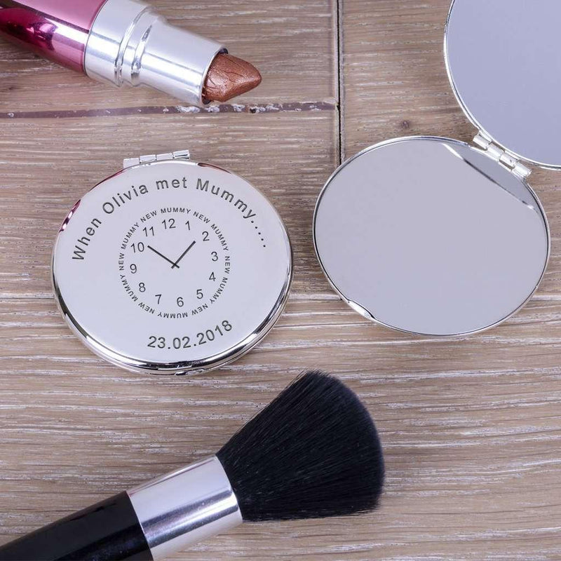 Round Compact Mirror New Mummy ‘When ...met Mummy...’ - Myhappymoments.co.uk