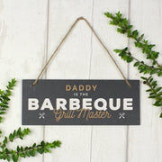 Personalised Barbeque Grill Master Printed Hanging Slate Plaque Sign