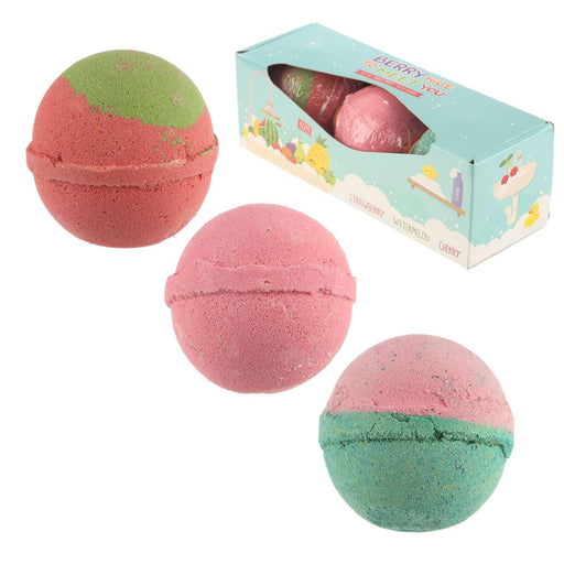 Set of 3 Berry Nice to Meet You Bath Bombs - Fruity Scents - Myhappymoments.co.uk