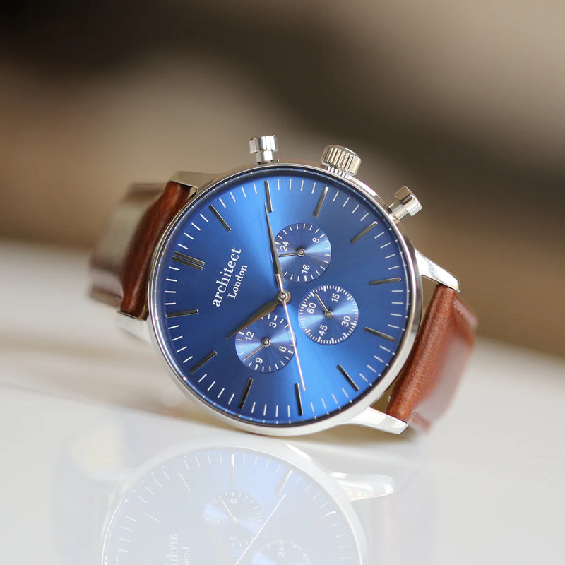 Personalised Men's Architect Motivator Watch With Walnut Strap