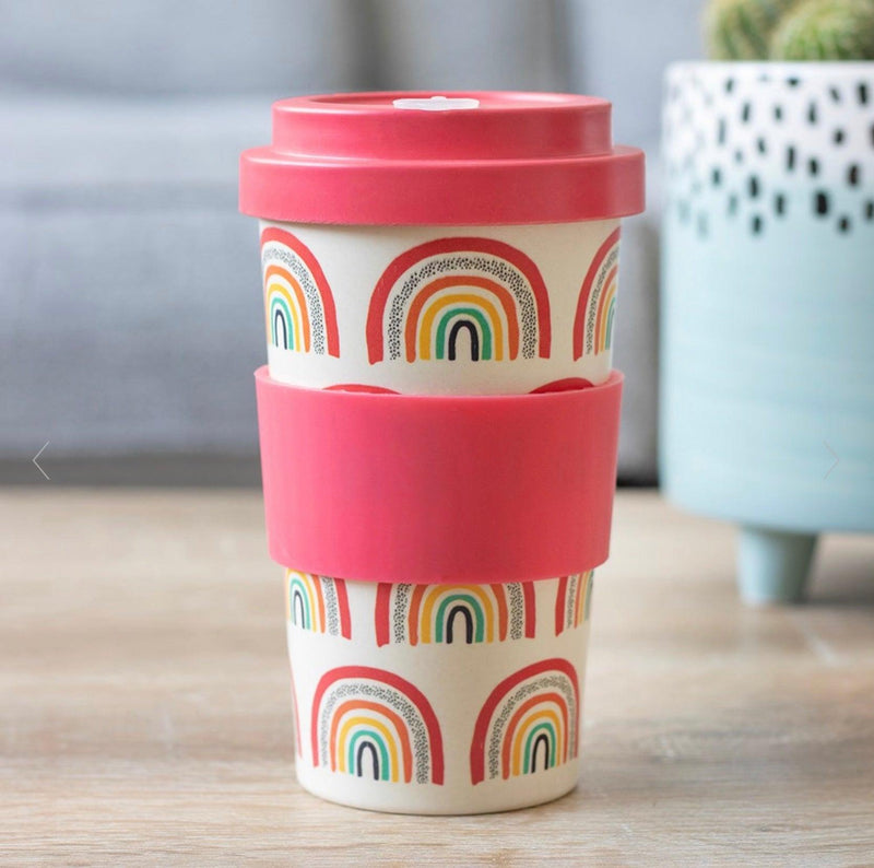 Rainbow Print Bamboo Eco Travel Mug