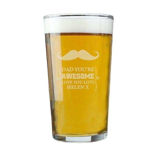 Personalised Moustache Pint Glass - Myhappymoments.co.uk