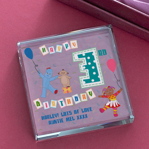 Personalised In The Night Garden Birthday Glass Block - Myhappymoments.co.uk