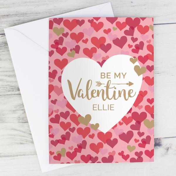 Personalised Be My Valentine Confetti Hearts Card - Myhappymoments.co.uk