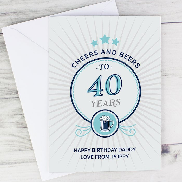 Personalised Cheers and Beers Birthday Age Card from Pukkagifts.uk