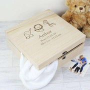 Personalised Hessian Friends Wooden Keepsake Box Large - Myhappymoments.co.uk