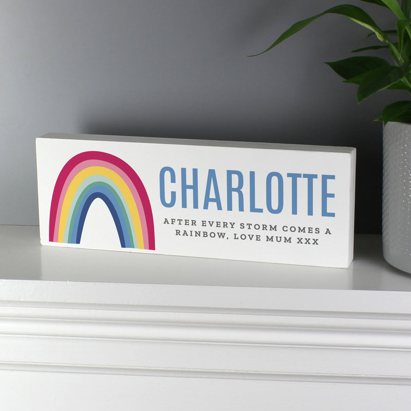 Personalised Rainbow Wooden Block Sign