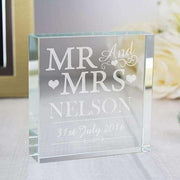 Personalised Mr & Mrs Large Crystal Token - Myhappymoments.co.uk