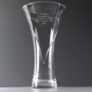 Engraved Large Hand Cut Gold Diamante Heart Vase