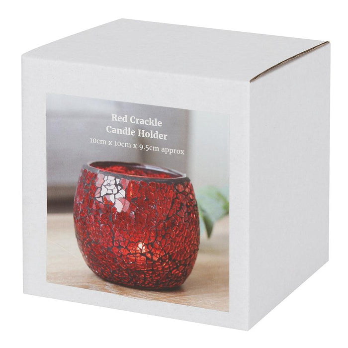 Large Red Crackle Glass Candle Holder