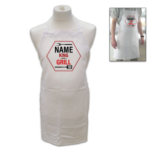 Personalised White Adult Apron - Name, King of the Grill Image 2