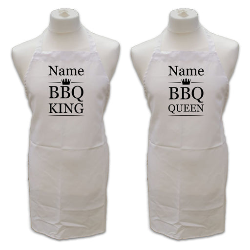 Personalised White Adult Apron, Name - BBQ King or Queen Image 1