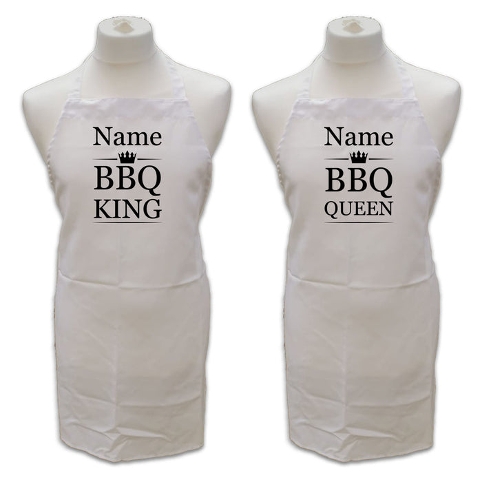 Personalised White Adult Apron, Name - BBQ King or Queen Image 1