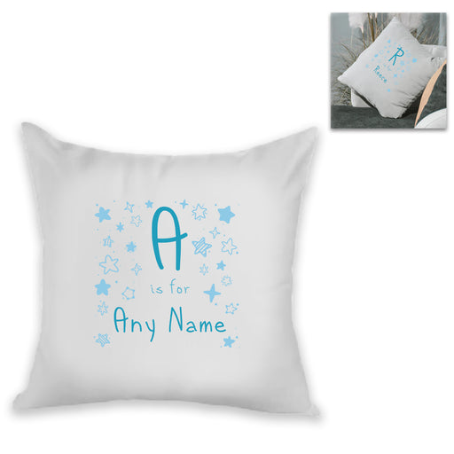 Personalised Cushion - Letter is for Name Design in Blue Image 2