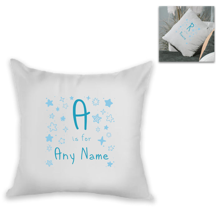 Personalised Cushion - Letter is for Name Design in Blue Image 2
