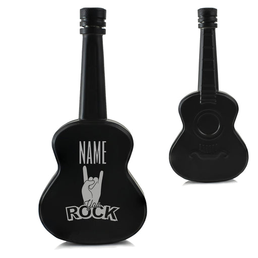 Engraved Black 5oz Guitar Hip Flask with You Rock Design Image 1