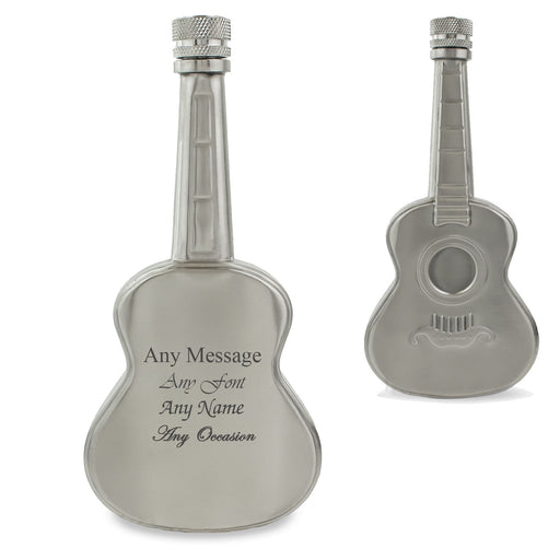 Engraved Silver 5oz Guitar Hip Flask Image 2