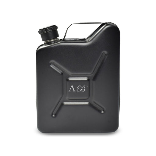 Engraved Black Jerry Can Hip Flask with Initials Image 1