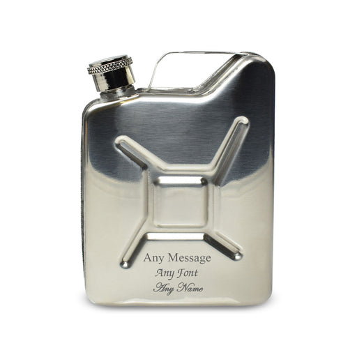Engraved Silver Jerry Can Hip Flask Image 1