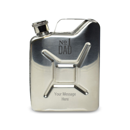Engraved Silver Jerry Can Hip Flask with No.1 Dad Design Image 2