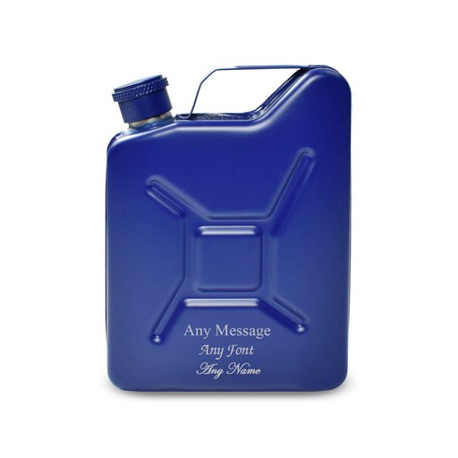 Engraved Blue Jerry Can Hip Flask Image 2