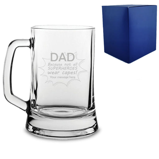 Engraved Beer Mug with Superhero Dad design Image 1