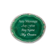 Engraved Dark Green Agate Rock Coaster Image 1