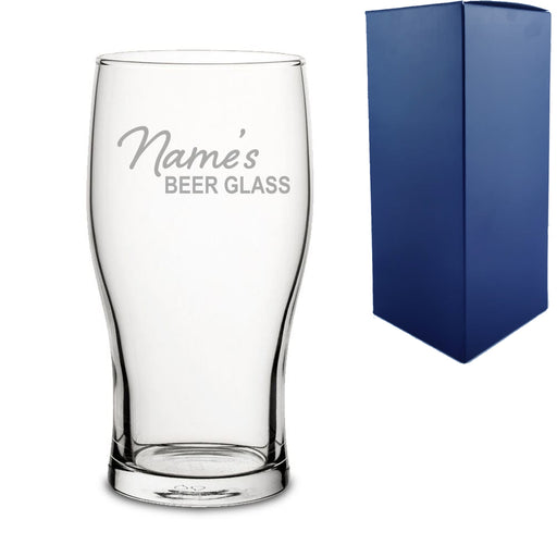 Engraved Pint Glass with Name's Beer Glass Design Image 1