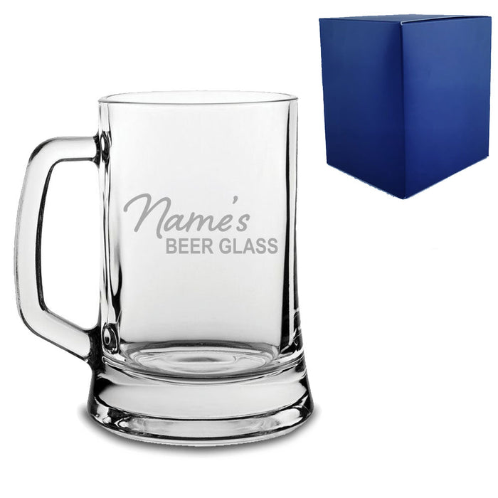 Engraved Beer Mug Tankard with Name's Beer Glass Design Image 1