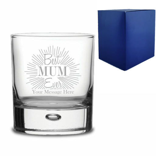 Engraved Bubble Whisky Glass Tumbler with Best Mum Ever Design Image 2