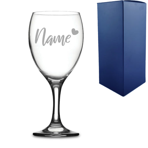 Engraved Wine Glass with Name and Heart Design Image 1
