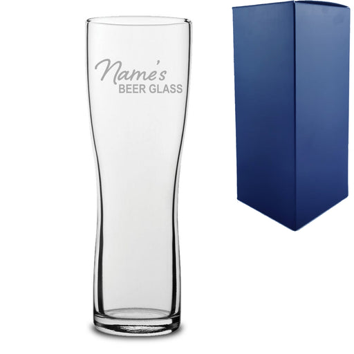 Engraved Aspen Pint Glass with Name's Beer Glass Design Image 1