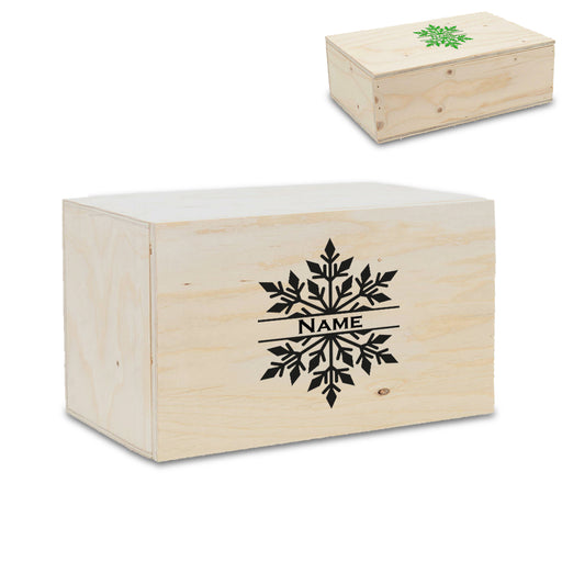 Wooden Christmas Eve Box with Snowflake Design Image 1