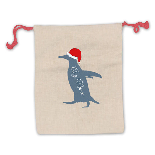 Christmas Presents Sack with Christmas Penguin Design Image 1