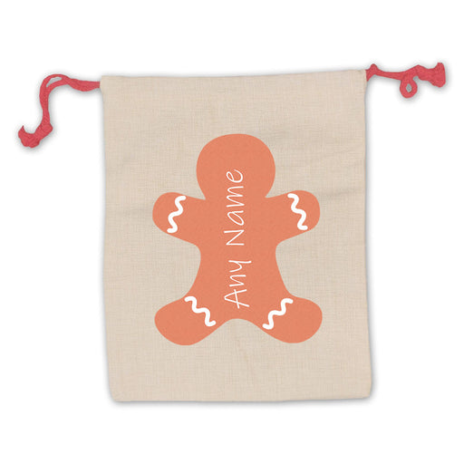 Christmas Presents Sack with Gingerbread Man Design Image 1