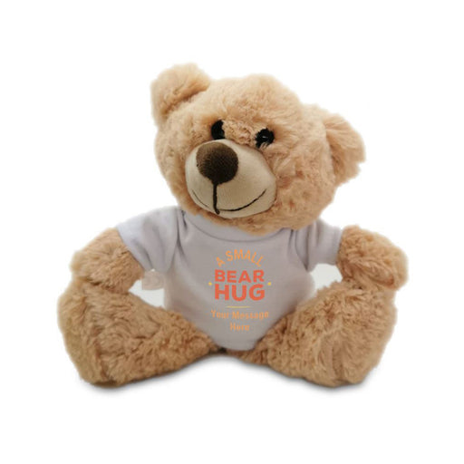Soft Light Brown Teddy Bear Toy with T-shirt with Small Bear Hug Design Image 1
