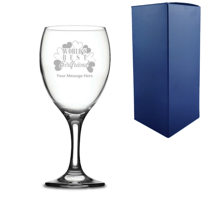 Engraved Wine Glass with World's Best Girlfriend Design Image 1