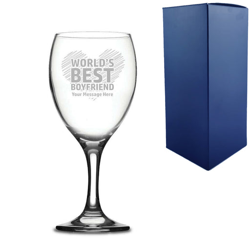 Engraved Wine Glass with World's Best Boyfriend Design Image 1