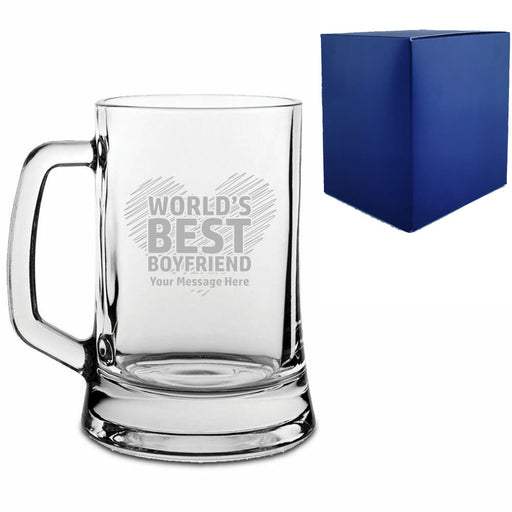 Engraved Tankard Beer Mug with World's Best Boyfriend Design Image 2