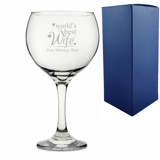 Engraved Gin Balloon with World's Best Wife Design Image 1