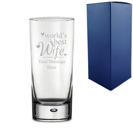 Engraved Cocktail Hiball Glass with World's Best Wife Design Image 1