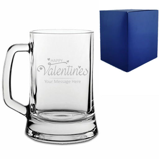 Engraved Tankard Beer Mug with Happy Valentines Design Image 1