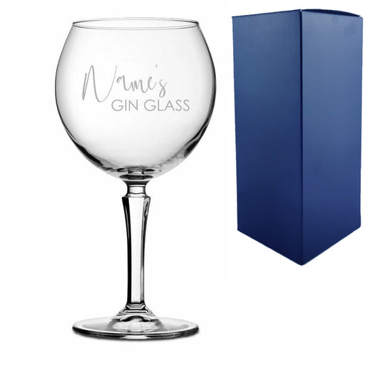 Engraved Hudson Gin Balloon with Name's Gin Glass Design Image 1