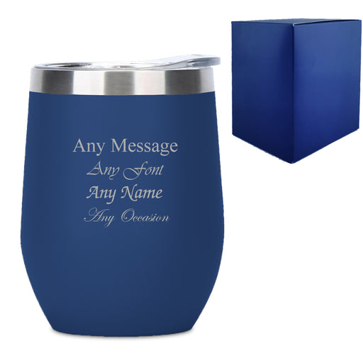 Engraved Dark Blue Insulated Travel Cup Image 2